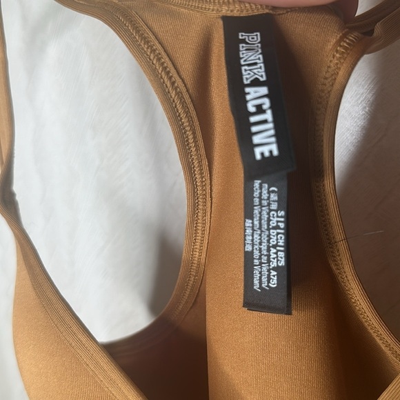 🆕 VICTORIA SECRET PINK ACTIVE Sport Bra rust Racerback Solid Long Line small - Picture 5 of 7